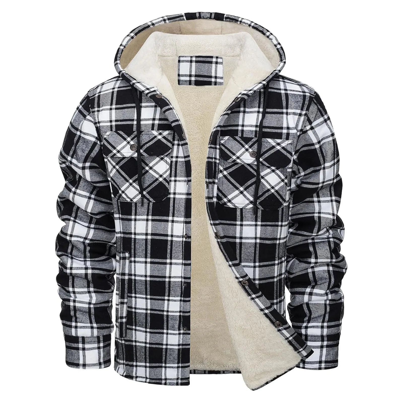 Flannel Shirt Lined - หนา WARM Flannel Hooded JACKET Mens