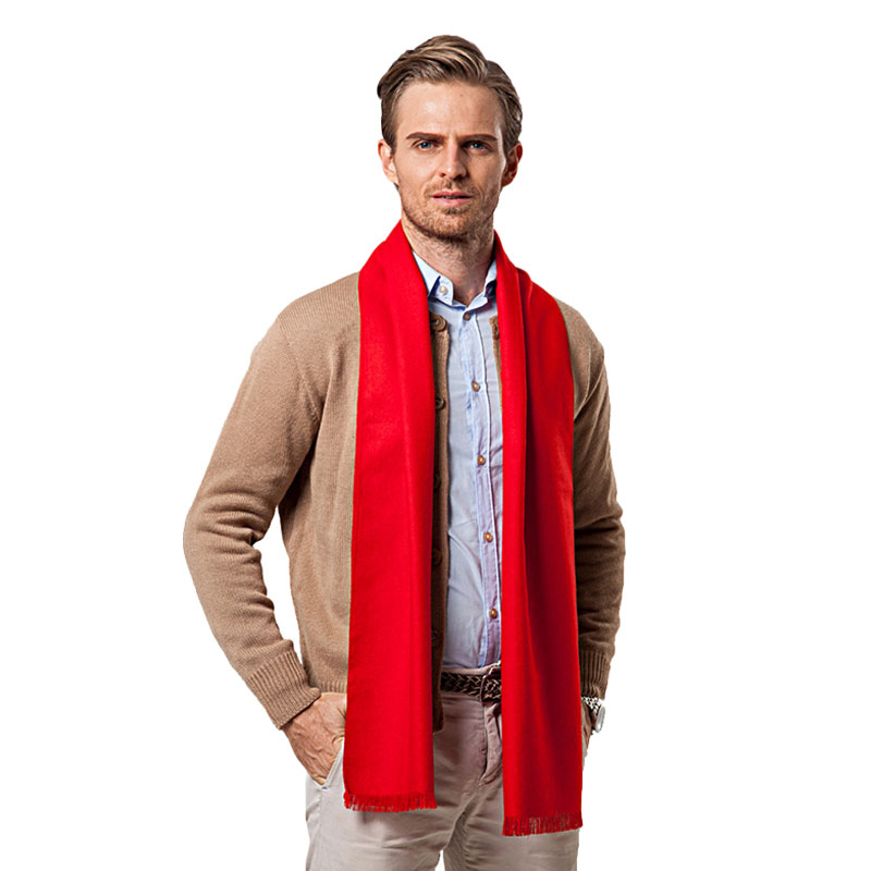 Wool Scarf Men - แฟชั่นฤดูหนาวสีทึบผู้ชายผ้าพันคอสีแดงแบรนด์หรู Designer สไตล์ขนสัตว์นุ่มผ้าพันคอผ้าพันคอผ้าพันคอ Cachecol Masculino Inverno