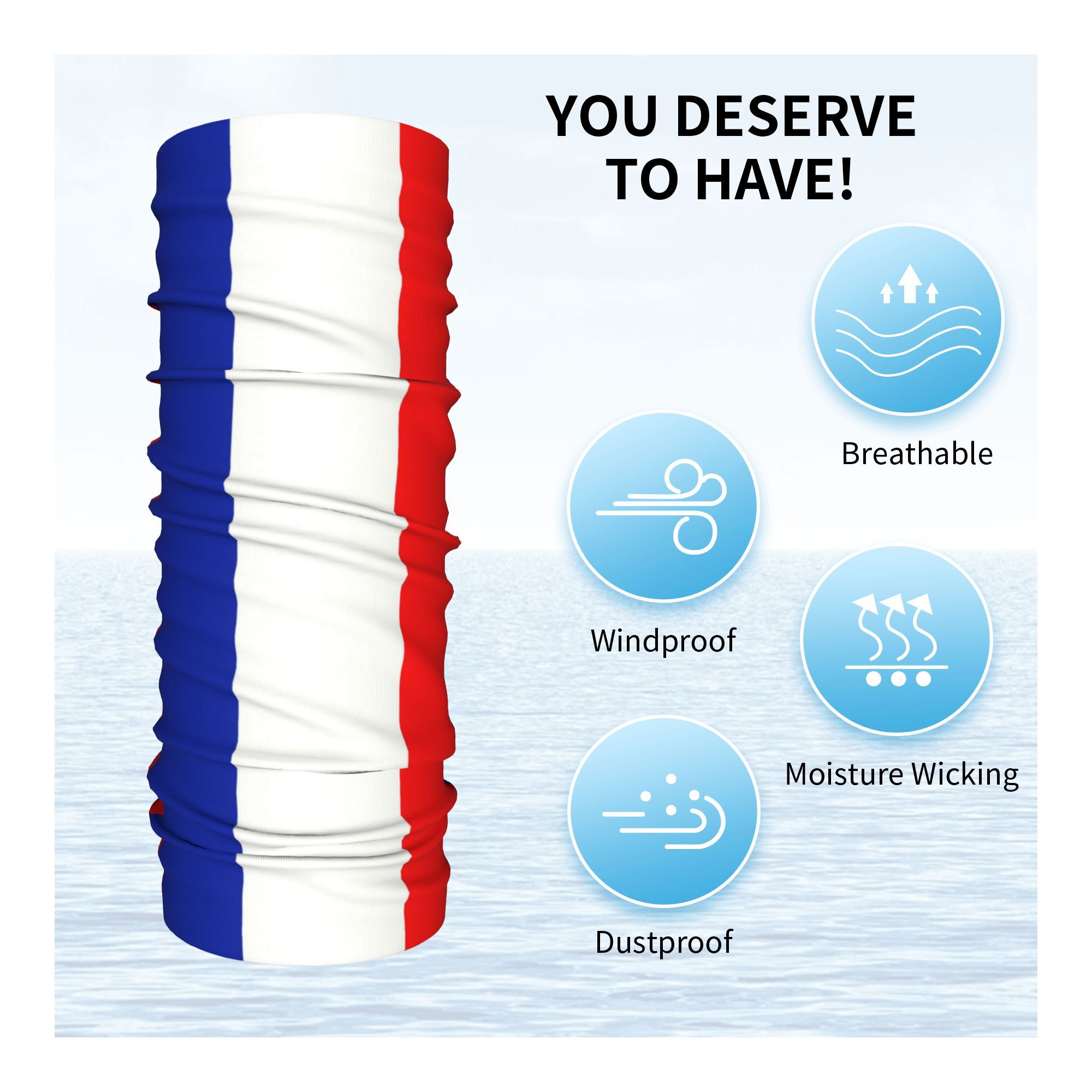 CUSTOM French FLAG ฝรั่งเศสผ้า - Neck Gaiter Fleece บทวิจารณ์และราคา